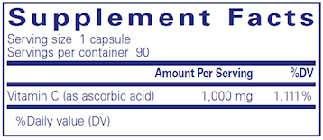 Pure Ascorbic Acid 90 vcaps-Vitamin C
