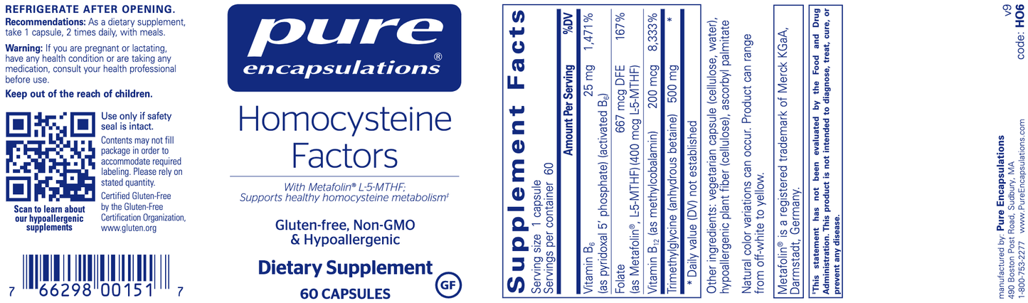 Homocysteine Factors 180 vegcaps