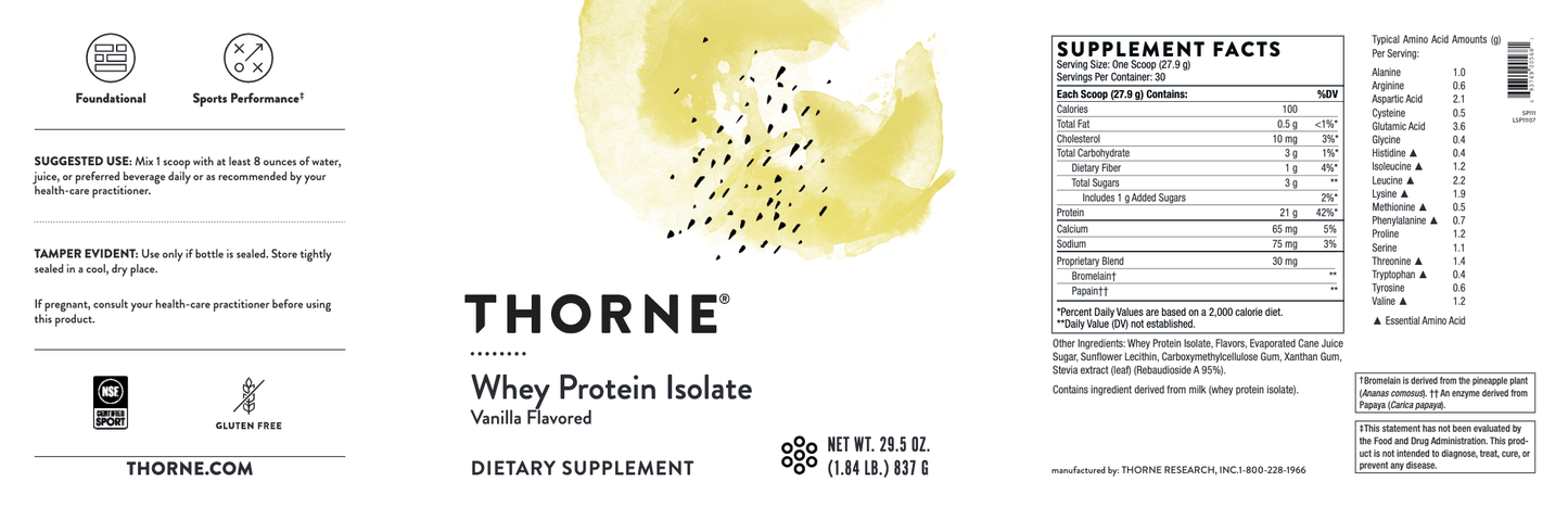 Whey Protein Isolate Van NSF 29.5 oz