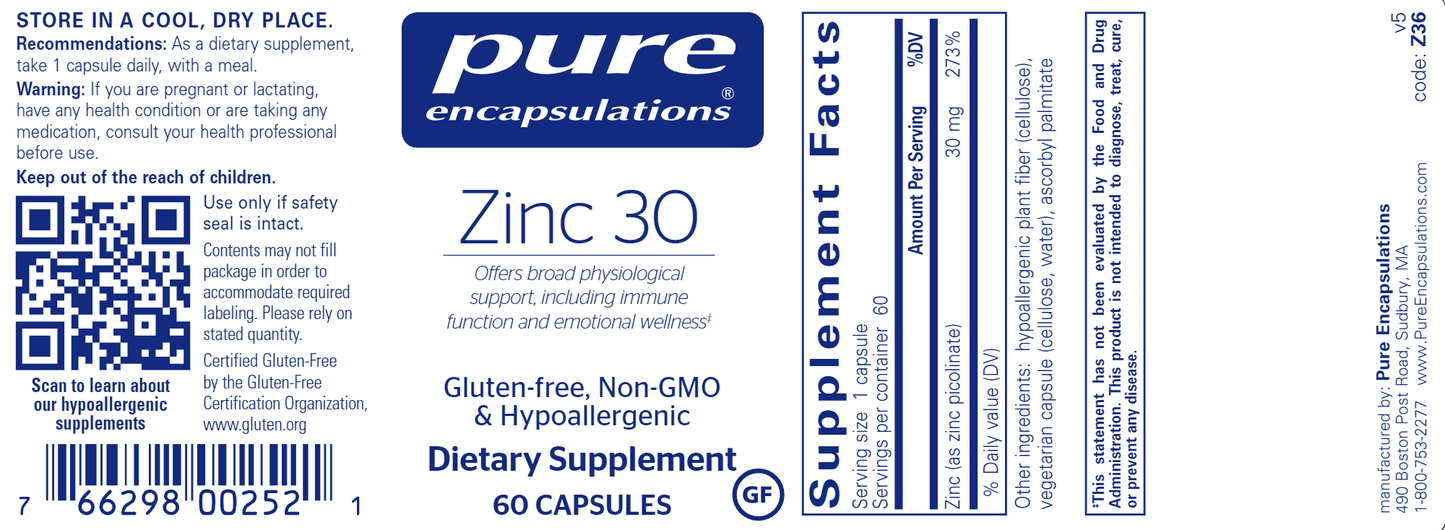 Zinc 30 60 vcaps